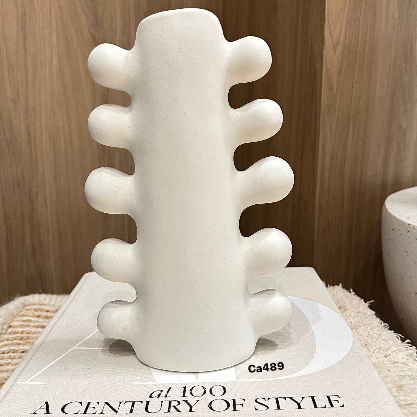 Jarron florero diseño cactus blanco grande 15,3cm* 6,6cm* 25cm